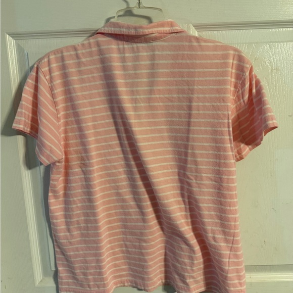 Ralph Lauren Pink & White Striped Polo Shirt - Picture 2 of 3